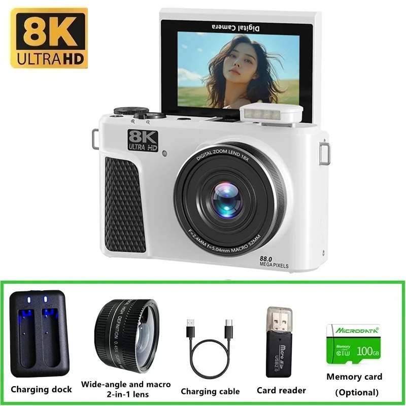 Electronics Home Gadgets - WD300 8K digitale camera 88MP videologcamera,