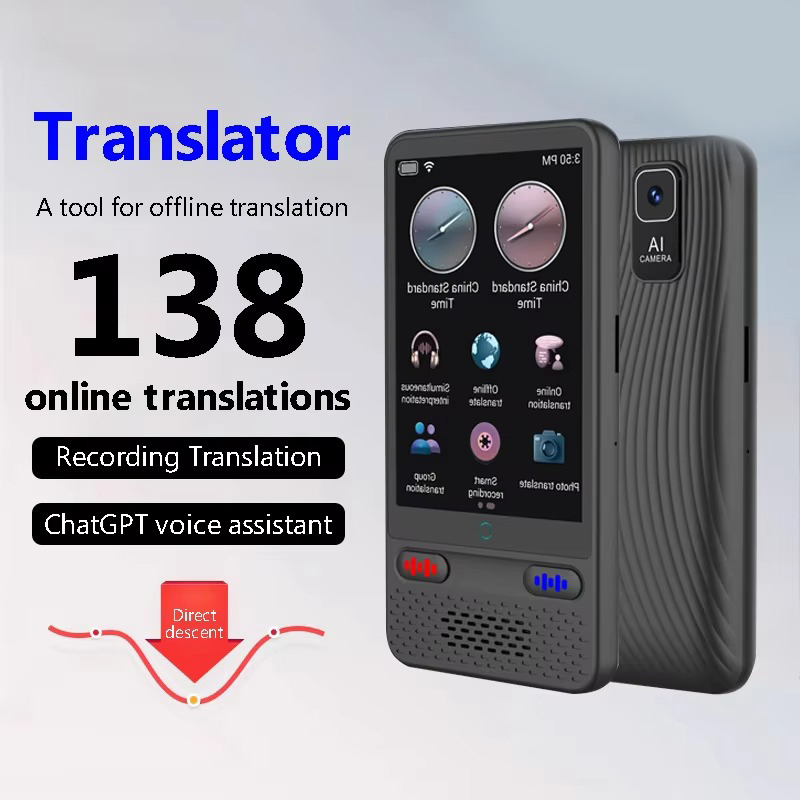 Portable Translator Device - Taalvertaler AI-vertaalondersteuning ChatGPT 138 talen vertaalapparaat