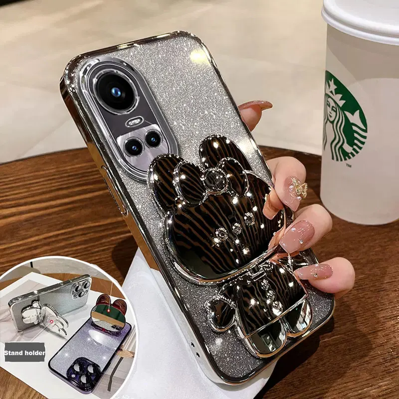 Oppo Reno 12 - Konijn Spiegel Beugel Case voor OPPO