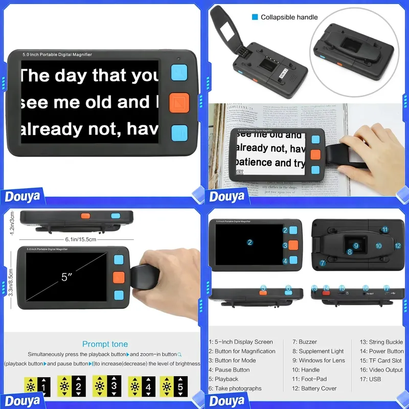 Digital Magnifier Reading - Hongda Draagbare Plastic 5 Inch Full